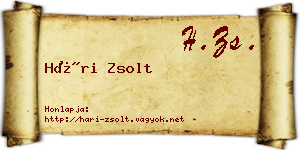 Hári Zsolt névjegykártya